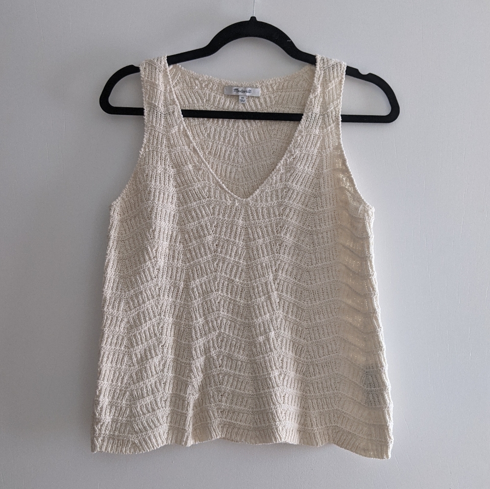 Madewell cream crocheted knit tank